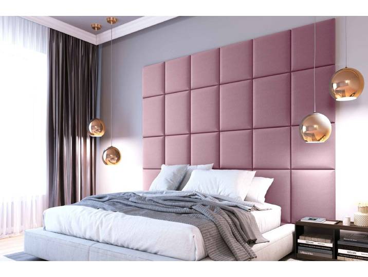 Gepolstertes Wandpaneel - Set Samt 240x180 cm - Rosé - Luxusbetten24