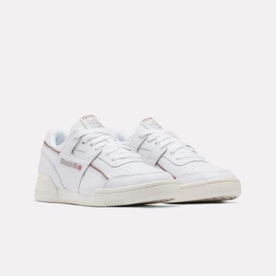 Sneaker REEBOK CLASSIC "WORKOUT PLUS", Damen, Gr. 40, ftwrweiß, tranquilblau, lightcocoa, Leder, Textil, Schuhe Sneaker