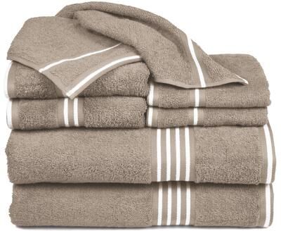 Lavish Home 8PC Bathroom Towels Set 575GSM 100% Cotton with 2 Bath Towels, 2 Hand Cloths, 2 Wash Cloths, and 2 Fingertip Fabric