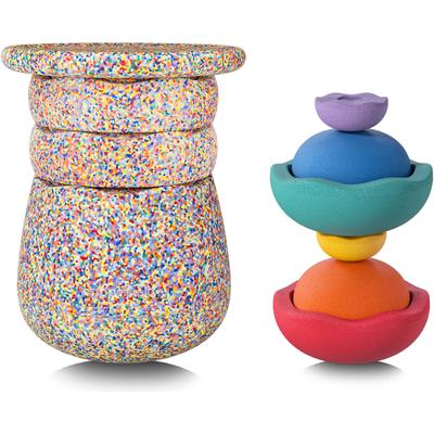 Balancetrainer STAPELSTEIN "Stapelstein Dynamic complete", bunt (super confetti), Balancetrainer, Kinder, EPP (Expanded Polypropylene), Vollständiges Sitz- & Balance-System; Made in Germany