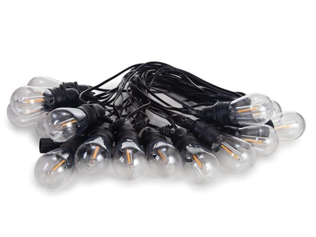 Velleman Vellight Zonne-energie LED-lichtketting met 15 lampen, 15 meter, Warm wit licht, Zwarte kabel