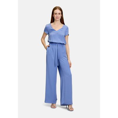 Overall VERA MONT "Damen unifarben", Damen, Gr. 36, Normalgrößen, blau (blau viola), Stoff, Obermaterial: 100% Polyester, tailliert, V-Ausschnitt, Overalls Overall, Design
