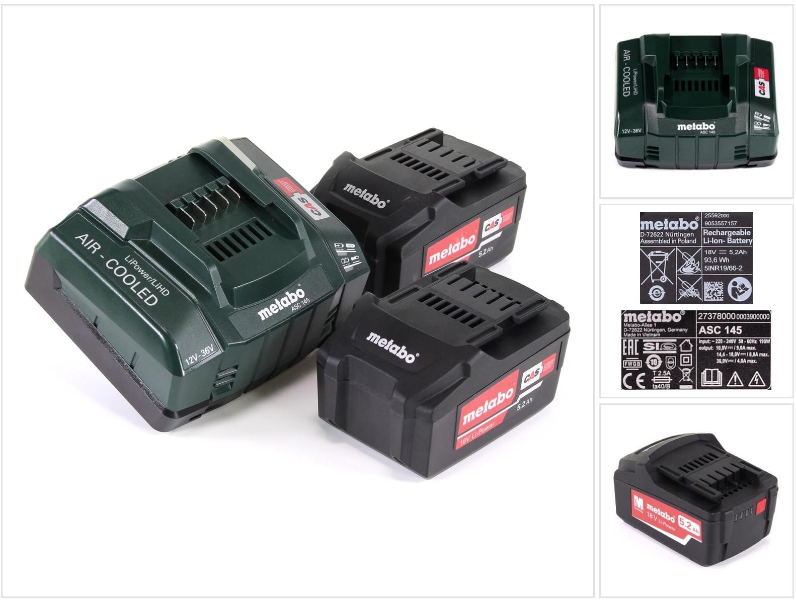 Metabo basis accuset 18V met 2x 5.2Ah accu en ASC 145 lader