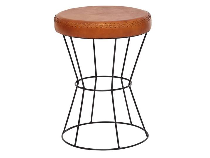 Tabouret en cuir véritable, marron