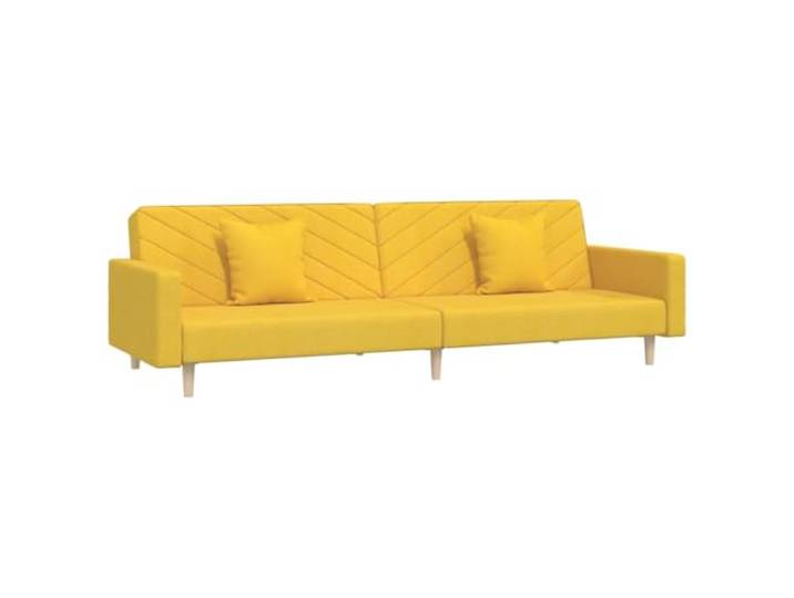 KUTYWEXFM Schlafsofa 2-Sitzer Klappsofa mit 2 Kissen Gelb Stoff Flexibles Bettsofa für Wohnzimmer, Schlafzimmer und Büro, inklusive zwei passenden Kissen für Übernachtungsgäste.