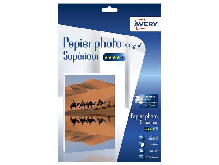 25 papier photo A4 - 200 g/m2 AVERY