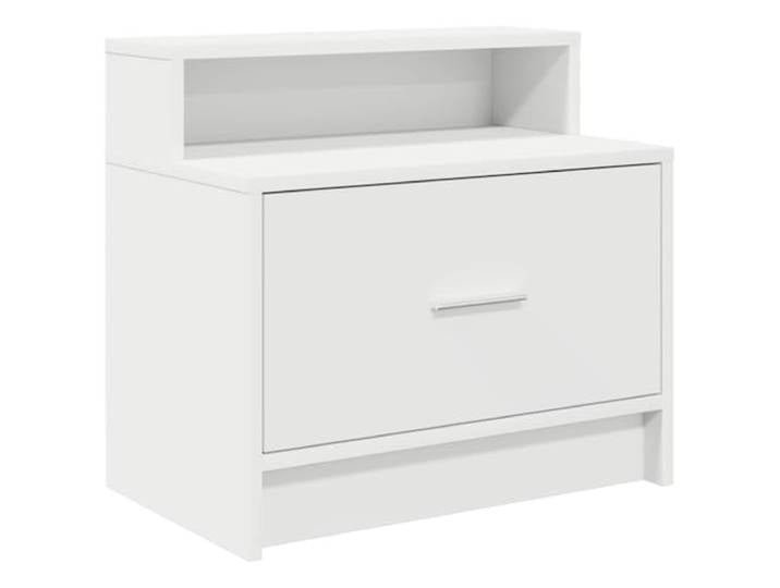 KUPTYERFG Nachttisch mit Schublade Weiß 51x31x47 cm Beistelltisch Kompakter Nachtschrank fürs Schlafzimmer mit Fach und Wandhalterung für stabile Aufbewahrung neben dem Bett.
