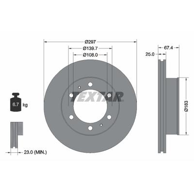 TEXTAR Bremsscheibe 92222600 297mm 25mm für TOYOTA