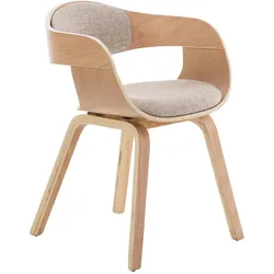 Décoshop26 - Besucherstuhl ohne Rollen Stoff und Holz Retro-Design maximaler Komfort Natur- und Cremefarbe BUR10538