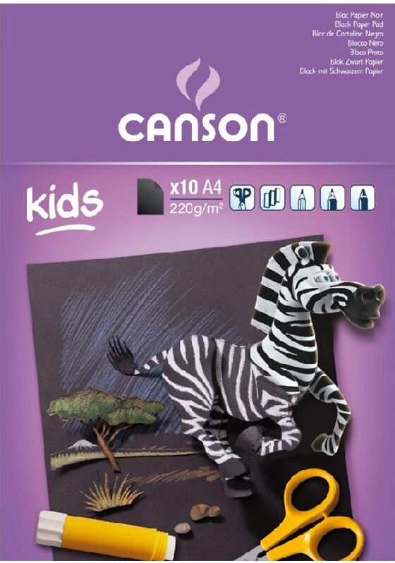 Bloc Canson Kids color 10 Feuilles A4 220 g Noir