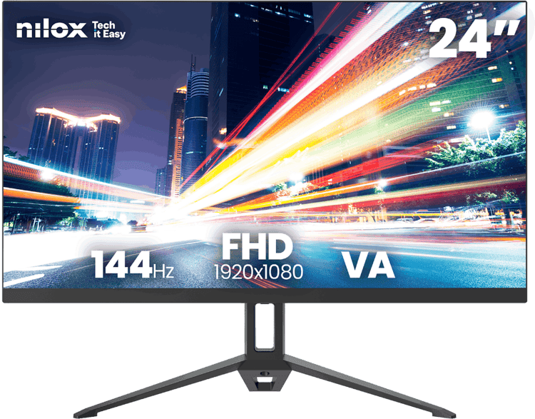 Monitor - Nilox NXM24FHD14411, 24" Full-HD, 144 Hz, 5ms, VA, 1x HDMI, VGA, Negro