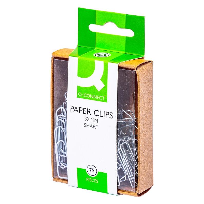 Q-Connect Briefklammer, aus Eisen, verzinkt, 32 mm, silber, 75 Stück (KF02022)