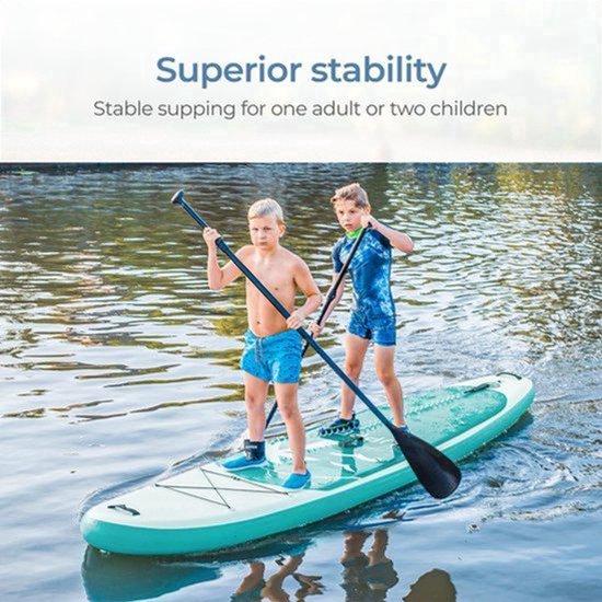 SUP-Board, aufblasbar, türkis - 285 cm Länge - Kunststoffmaterial - geeignet für Yoga, Kajakfahren und Paddelsurfen - Stand-Up-Paddle-Board