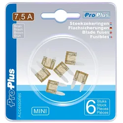 ProPlus 490364 Satz Flachsicherungen Mini 7,5A braun 6 Stück im Blister KFZ-Sicherungen