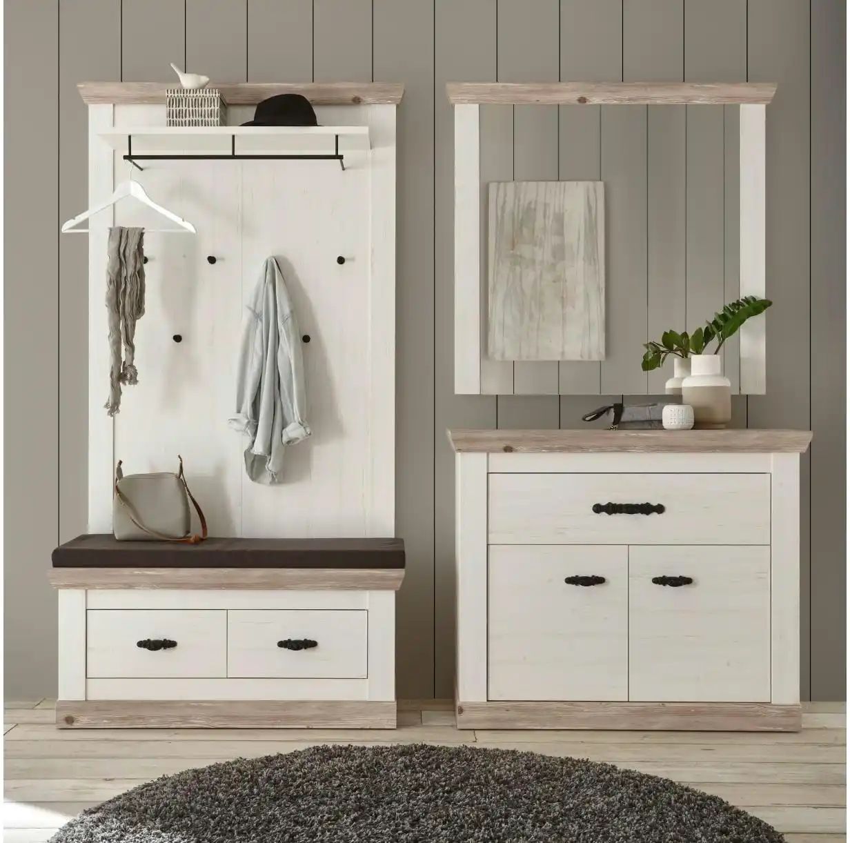 Höffner Garderobe  Roble ¦ weiß ¦ Maße (cm): B: 224 H: 201