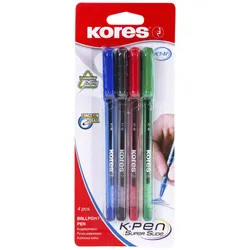 Kores® Kugelschreiber K1 transparent, Schreibfarbe: Mehrfarbig