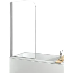 Emke, Duschkabine + Duschwand, Duschwand für Badewanne 70x140cm, 6mm NANO Beschichtung Glas(Einfach-reinigung) Duschtrennwand (140 cm, 70 cm, 140 cm)
