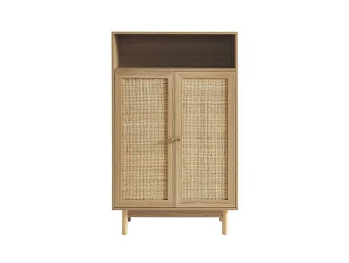 BAÏTA Anrichte Helena in Eiche-Optik und Rattangeflecht, 2 Türen, 80 cm
