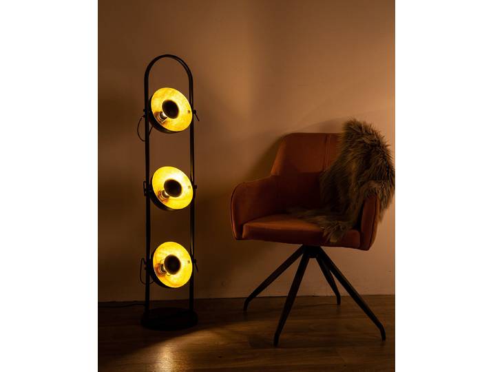 Lampadaire Ø 25cm Noir Fer, laqué PVC E14