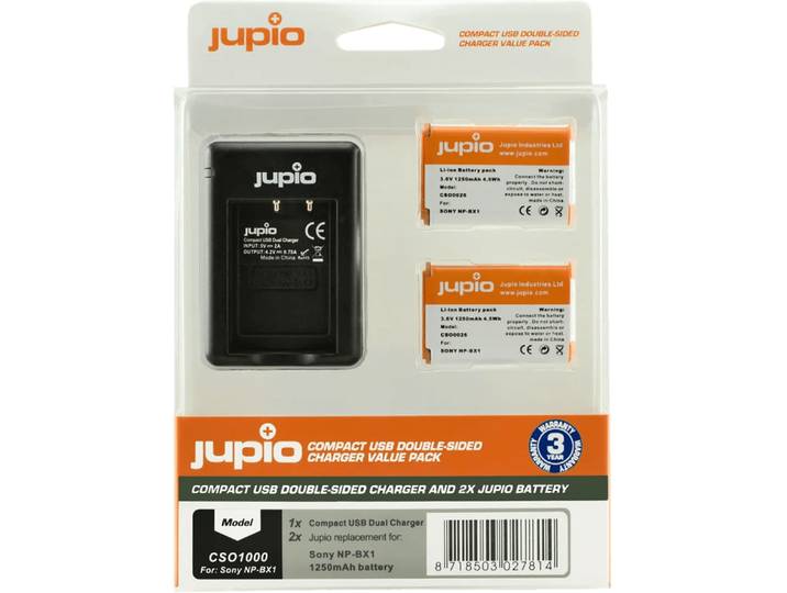 Jupio Kit: Battery NP-BX1 (2x) + USB Double-Sided Charger
