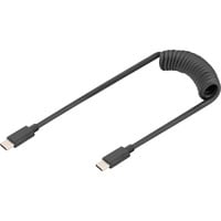 USB 2.0 Spiralkabel USB-C > USB-C schwarz, 1 Meter, PD, Laden mit bis zu 60 Watt