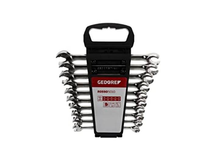 GEDORE red Assortiment de clés mixtes ouvertes\, Fourche avec cliquet\, Jeu de 10 pièces\, Tailles 10 à 19 mm\, R05905010