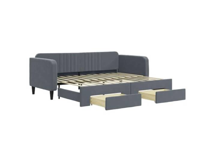 PUGYNBK Ausziehsofa, 90 x 200 cm, mit Schubladen, Samt, Dunkelgrau 2-in-1 Convertible, Holz- und Metallstruktur, Aufbewahrung mit Rollen, für Wohnzimmer oder Schlafzimmer