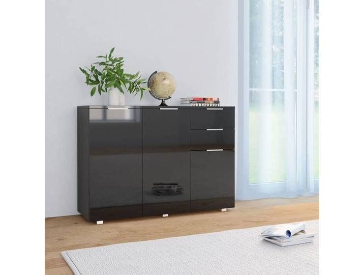 (Noir) Buffet bahut - Buffet Enfilade Noir brillant 107x35x80 5 cm 264440