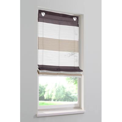 Raffrollo HOME WOHNIDEEN "Sarnia" Gr. 3, braun (stein), B:80cm H:135cm, Organza, Obermaterial: 100% Polyester, Raffrollos, mit Querstreifen