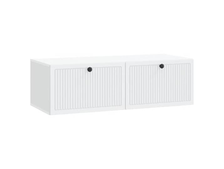 KGFHERENB Wand TV Lowboard Schrank Weiß 98x41x30cm Holzwerkstoff Platzsparende TV Wandkonsole für Wohnzimmer und Schlafzimmer mit 2 Schwenktüren und geräumigem Stauraum.