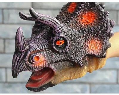 Useful Little Things Dinosaur Hand Puppet Soft Interactive Role Play Toy For Kids triceratops