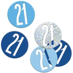 Konfetti blau & silber Zahl 21