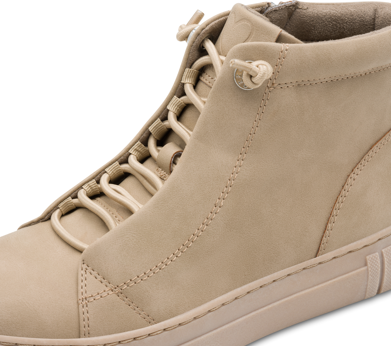 Slip-On Sneaker MARCO TOZZI, Damen, Gr. 38, wärmend, taupe, Nubuklederimitat, unifarben, used, Schuhe Slip-On Sneaker, Plateau, Boots, Slip On mit elastischem Schnürsenkeln