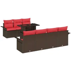 vidaXL Gartensofa-set 8 stk. 7-Sitzer Braun Poly-Rattan 3356967