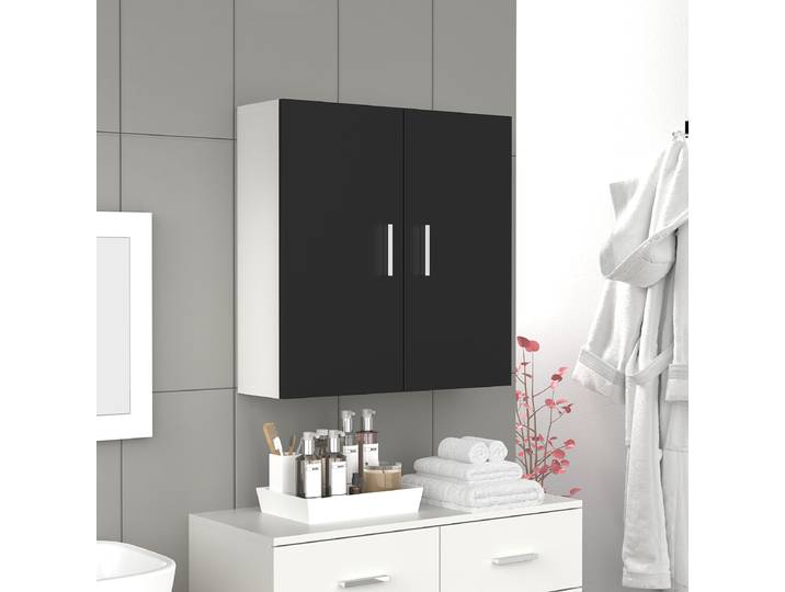 Meuble suspendu Zalo 60 x 60 x 18cm Blanc/Blanc/Noir