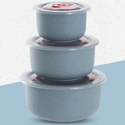 Perfect Picks Market Eco Friendly Wheat Straw Lunch Box Set Piece Microwaveable Storage Bowls With Lids 3pcs Blue