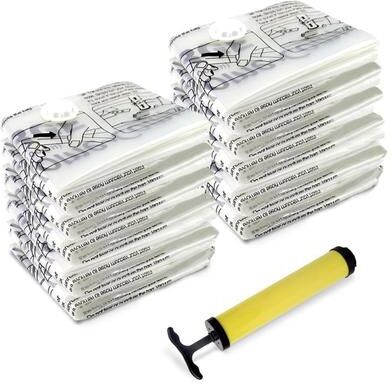 Hastings Home Vacuum Sealer Bags - Airtight Space Saver Bags in 4 Sizes, Pump Included by Home-Complete
