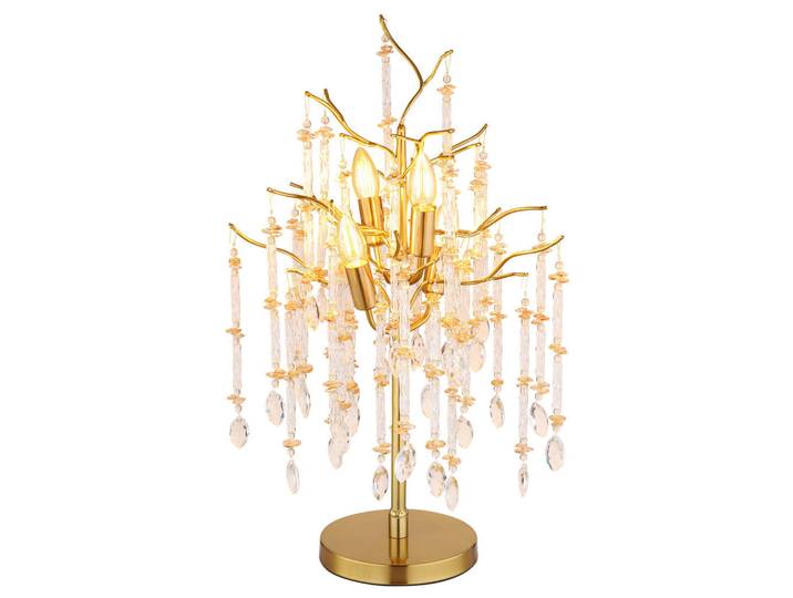 Globo Tischleuchte Gloria, Klar, Bernsteinfarben, Glas, 67 cm, CE, Wippschalter, Lampen & Leuchten, Innenbeleuchtung, Tischlampen, Tischlampen