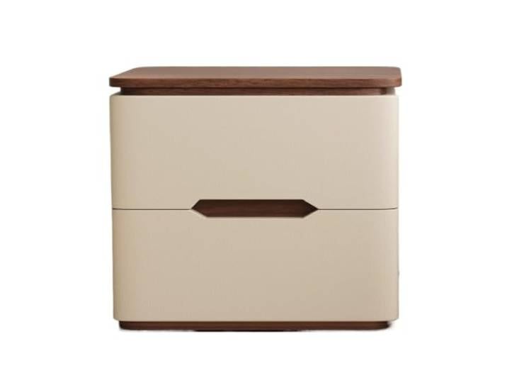 Teetisch Nachttisch aus Holz, Schlafzimmerschrank mit 2 Schubladen Bodentisch(Beige,Groß)