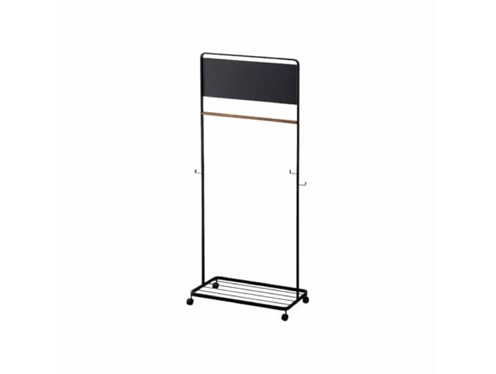 YAMAZAKI TOWER Kinder-Garderobe mit Tafel aus Stahl- mit Holzstange, Magnetwand & Gitterablage, auf Rollen - 33 x 68,5 x 140 cm, japanisches Design, schwarz