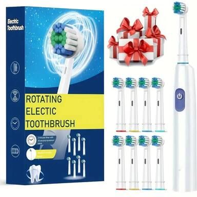 Uplift Essentials High Performance Rotary Rechargeable Electric Toothbrush white 8 Heads