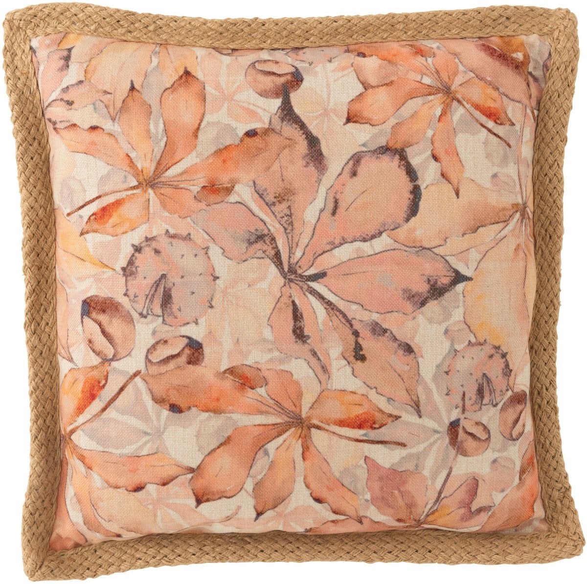 J-Line Garden kussen beige/groen van polyester