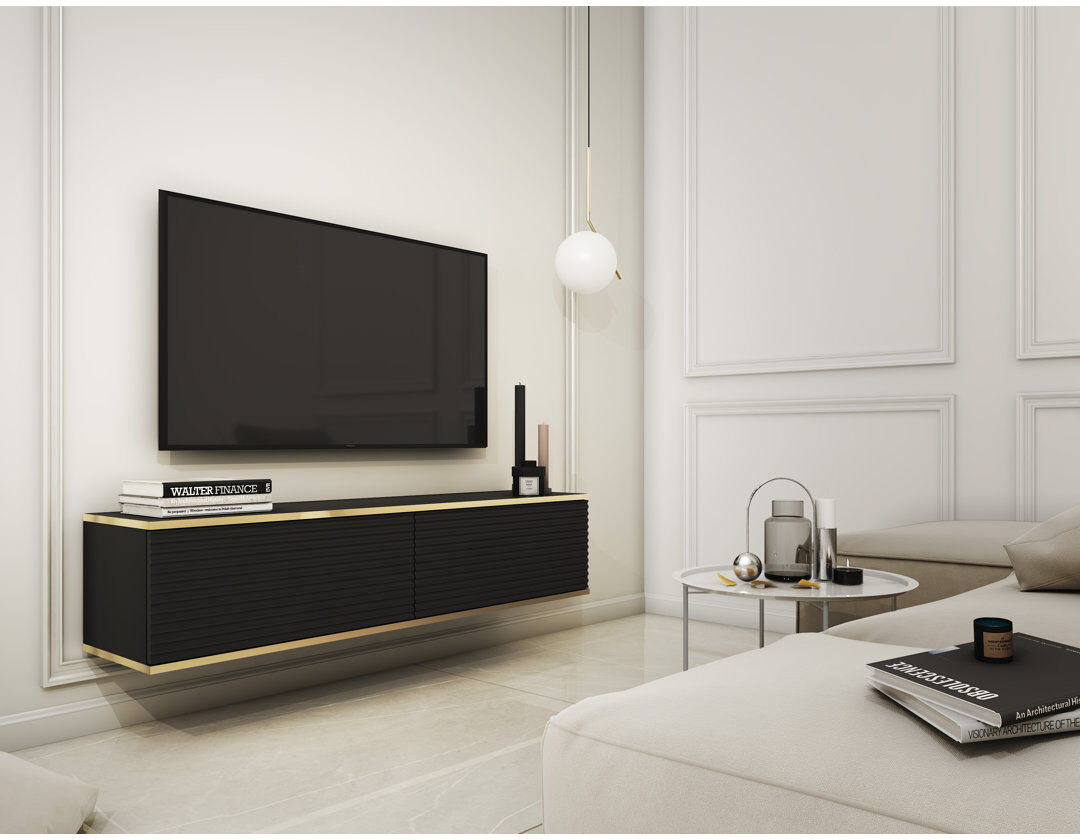 Fairmont Park Perina TV Stand Black/Gold 30cm H x 135cm W