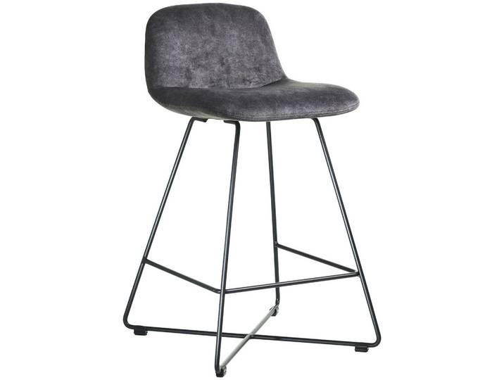 Celina Home Barhocker Cross, Grau, Schwarz, Metall, Rundrohr, X-Form, 50x85x48 cm, Stoffauswahl, Esszimmer, Barmöbel, Barhocker