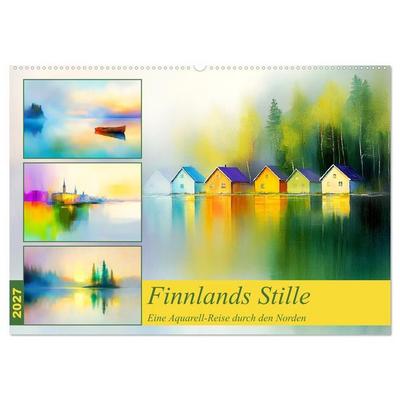 Finnlands Stille. Eine Aquarell-Reise durch den Norden (Wandkalender 2027 DIN A2 quer), CALVENDO Monatskalender