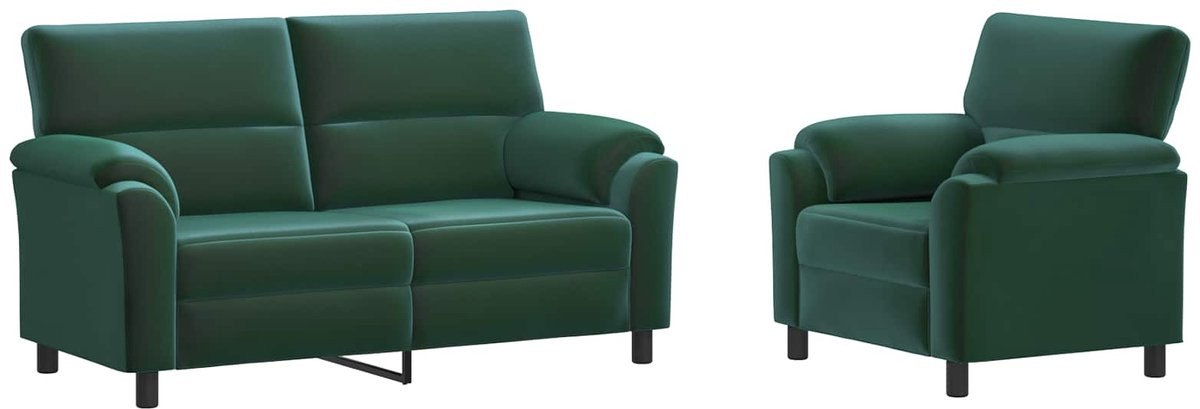 vidaXL Bankstel - 2 stuks - Donkergroen - Fluweel - Modern