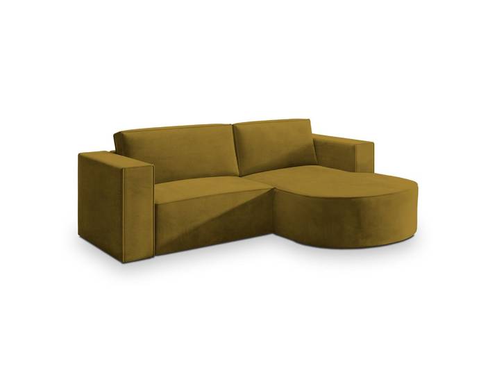 ECKSOFA SORELA M R-S Gelb Velours-Stoff mit Schlaffunktion