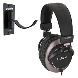 Roland RH-300 Studio-Kopfhörer mit Wandhalter (NC, Kabelgebunden), Kopfhörer, Schwarz