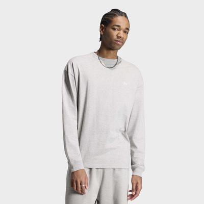 T-Shirt ADIDAS ORIGINALS "ESS LS TEE", Herren, Gr. L, grau (medium grau heather), Obermaterial: 100% Baumwolle, normal, Rundhals, Shirts T-Shirt, sportlicher Stil, mit Rundhalsausschnitt, mit kurzen Ärmeln