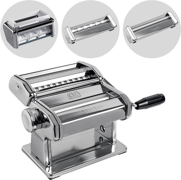 Marcato Atlas 150 Classic Set Multipast - Macchina per la pasta manuale in Inox + 3 Accessori